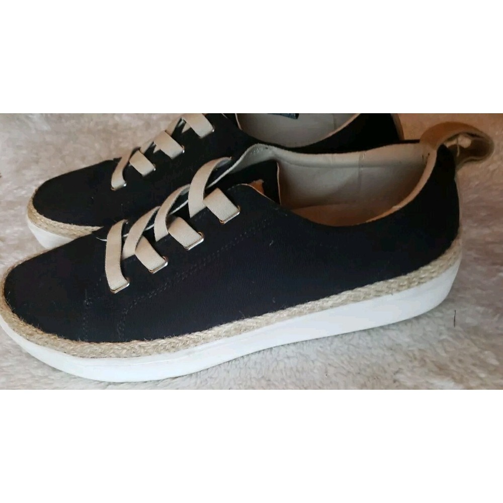 Spenco Orthotic Gored Lace Slip-On Sneaker Canvas Women's  Sz 12 Black  EUC